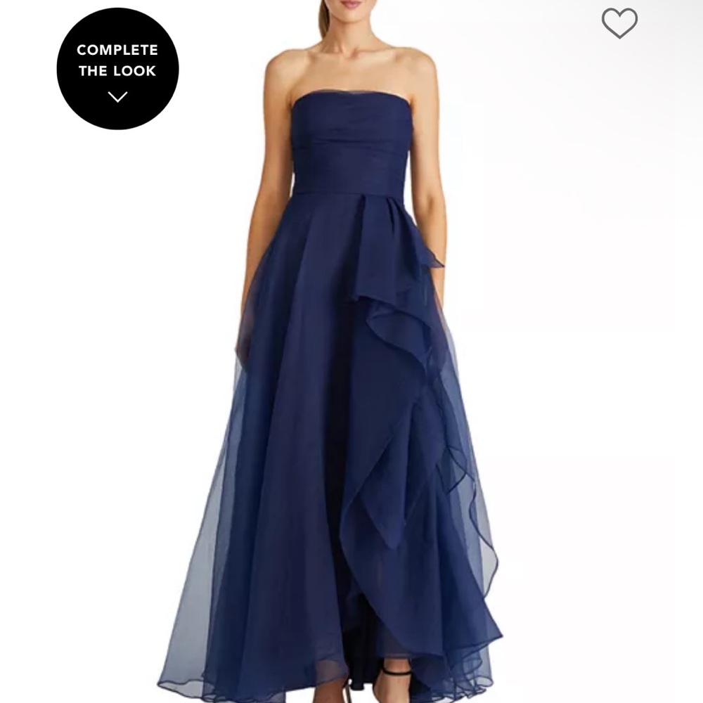 Theia Strapless Navy Blue Dress